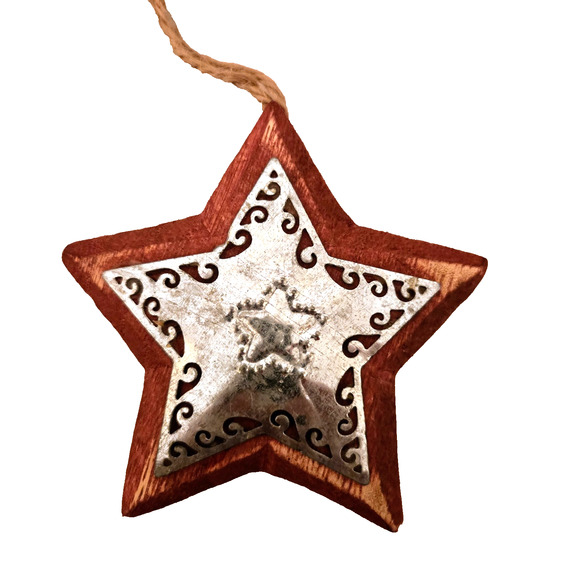 Vintage Wooden Angels and Stars Christmas Ornaments set of 12 - Picture 5 of 8